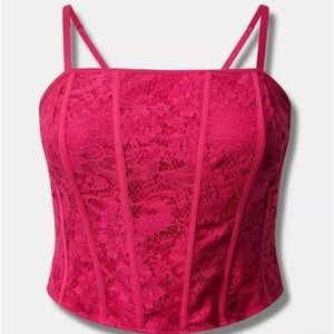 Torrid Lace Corset Crop Pink Top